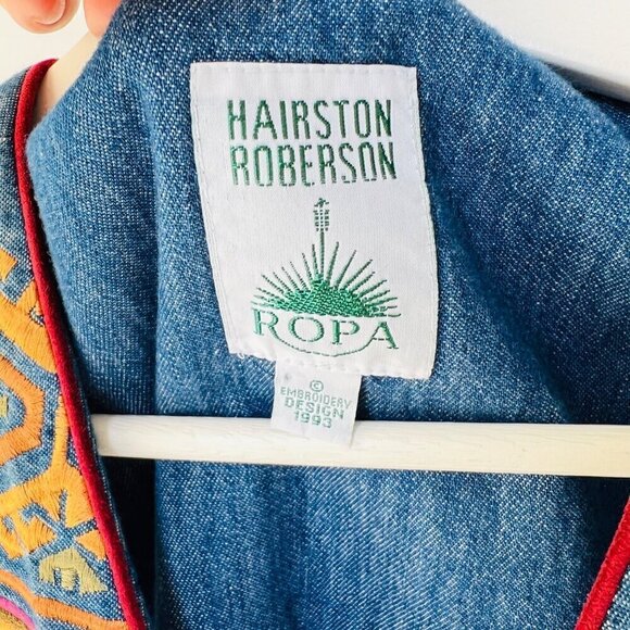 ❤️Hairston Roberson Ropa chambray embroidery vest, Blue, Size M/L - Picture 3 of 5